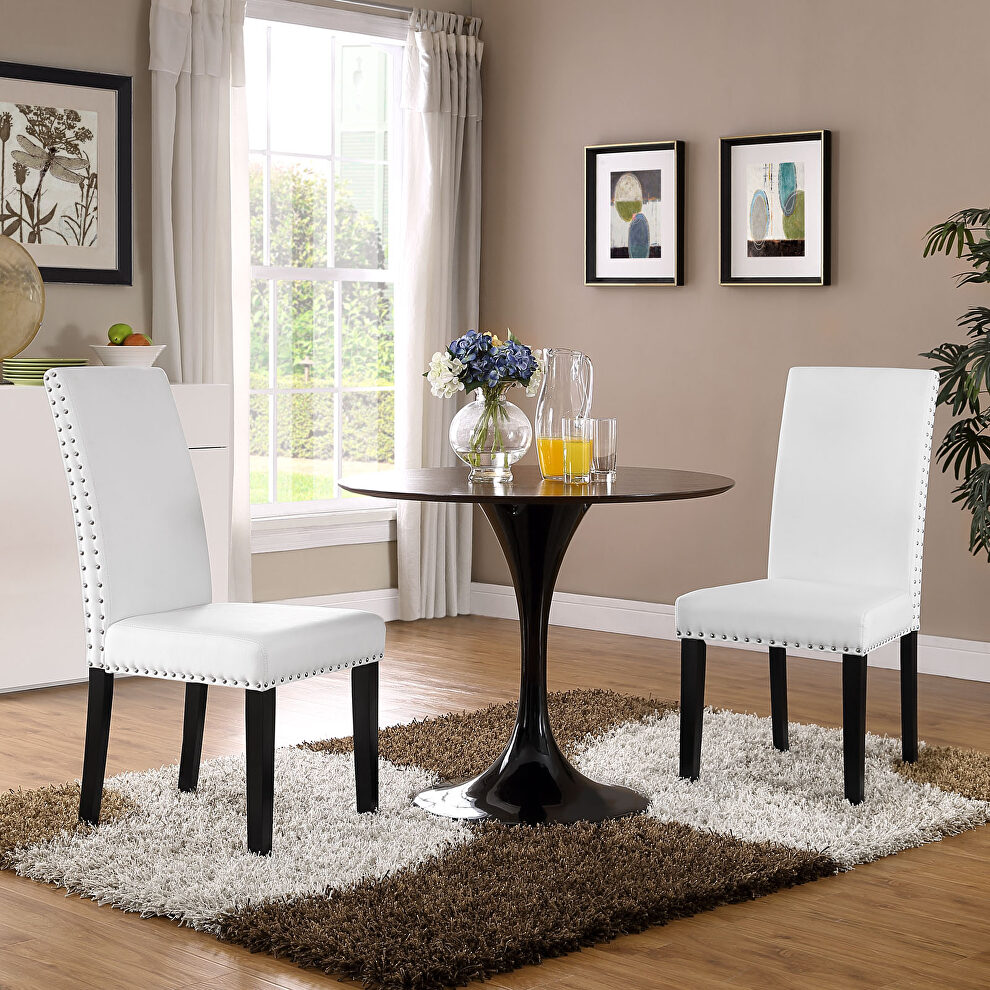 Dining faux leather side chair in white by Modway additional picture 2