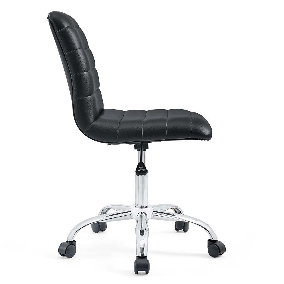 Armless mid back vinyl office chair in black by Modway additional picture 7