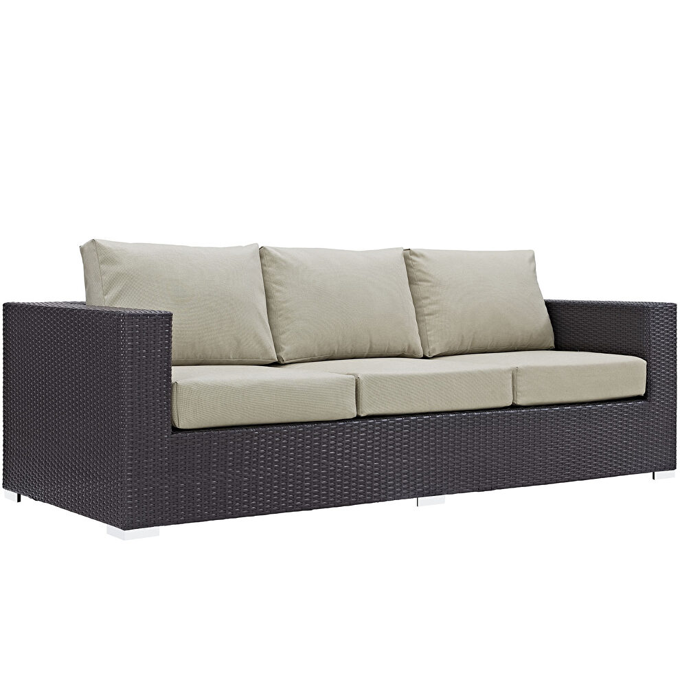 Outdoor patio sofa in espresso beige by Modway additional picture 5