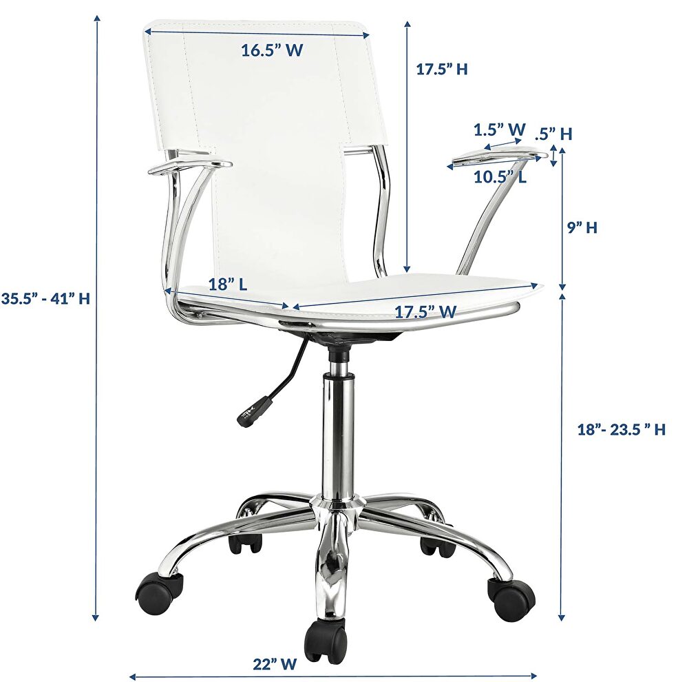 Office chair in white by Modway additional picture 3
