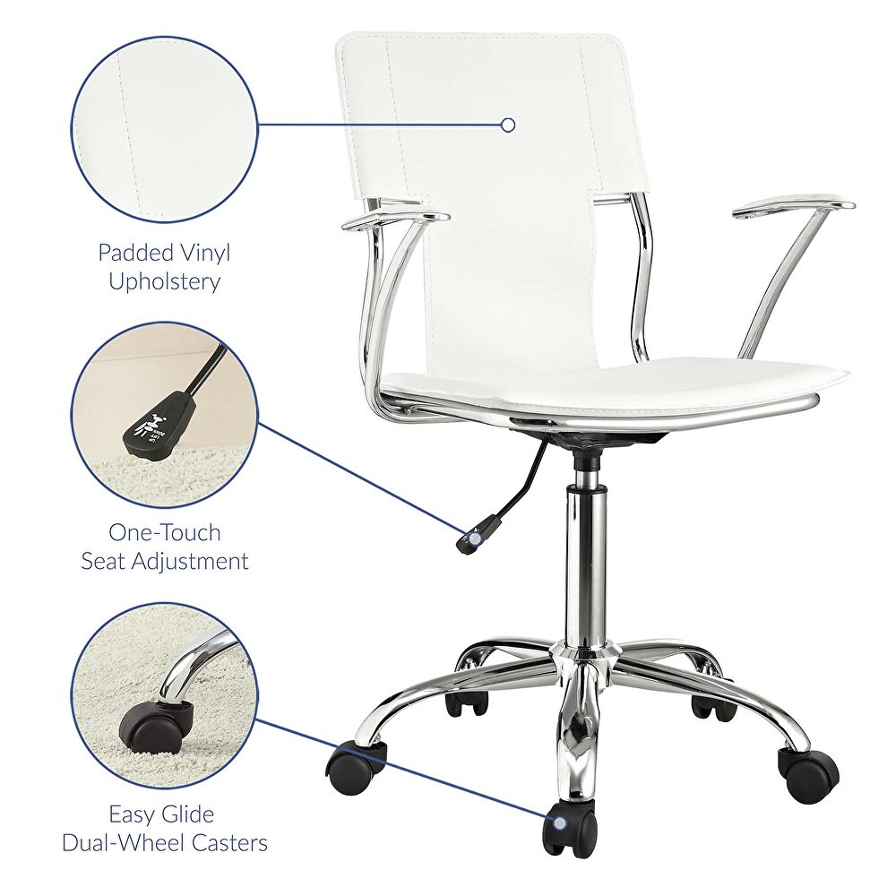 Office chair in white by Modway additional picture 4