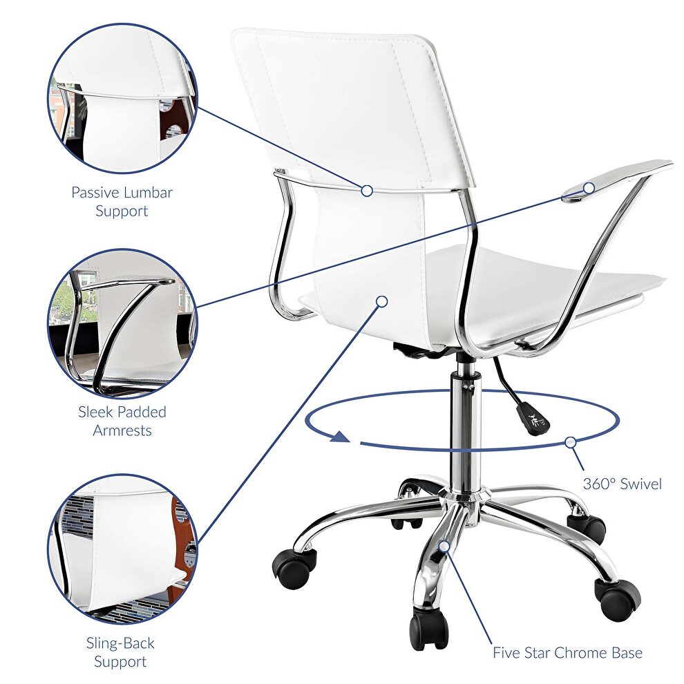 Office chair in white by Modway additional picture 5