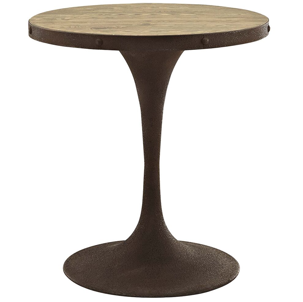 Round wood top dining table in brown by Modway additional picture 4