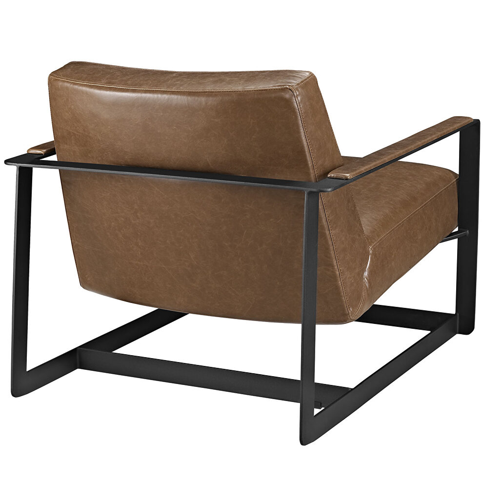 Vegan leather accent chair in brown by Modway additional picture 2