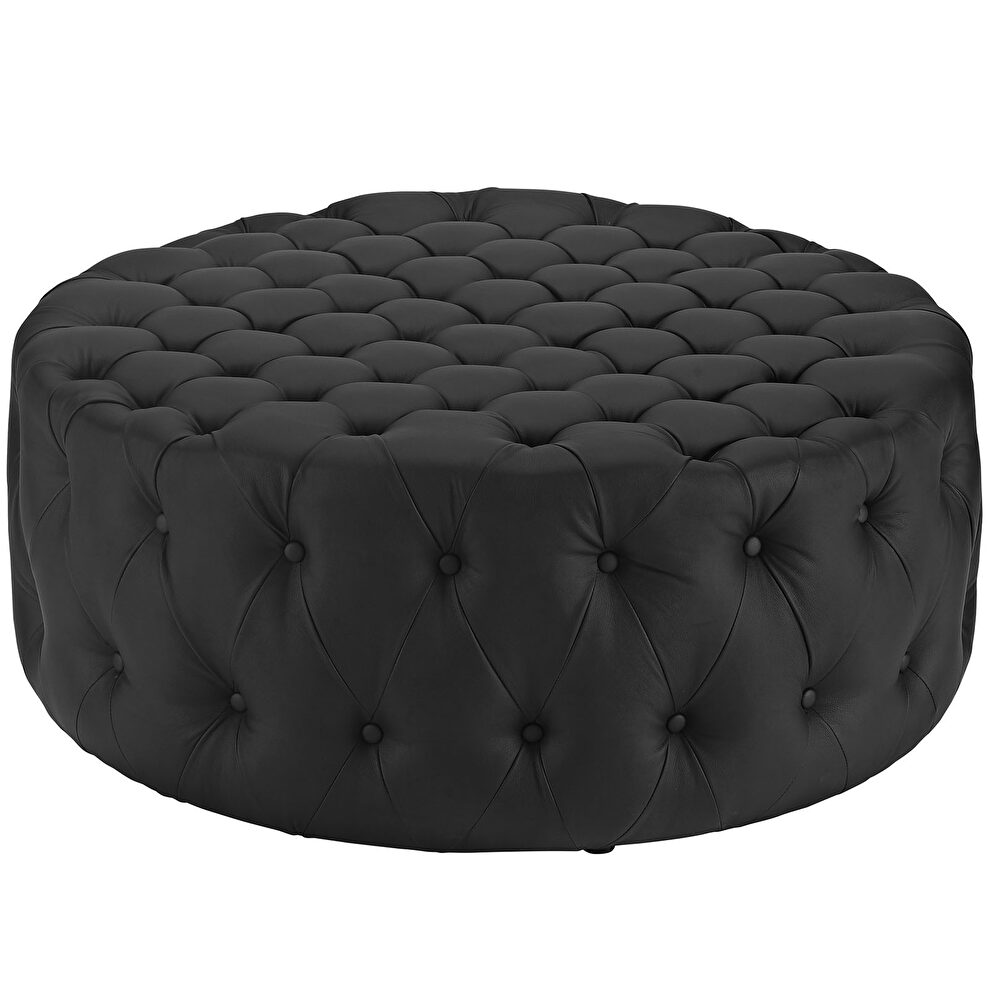Upholstered vinyl ottoman in black by Modway additional picture 2