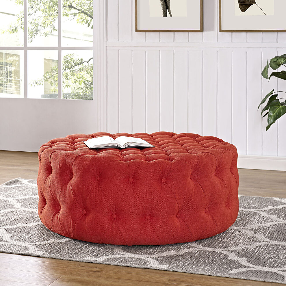 Upholstered fabric ottoman in atomic red by Modway additional picture 5