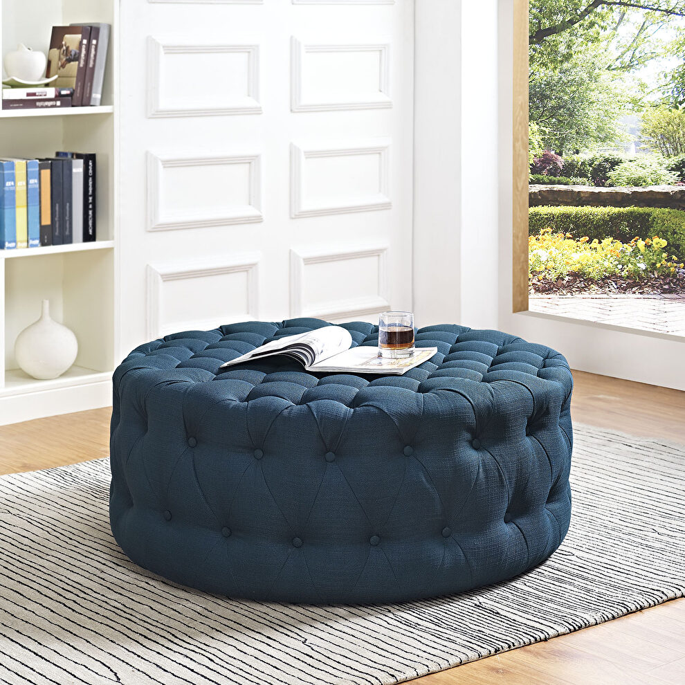 Upholstered fabric ottoman in azure by Modway additional picture 5