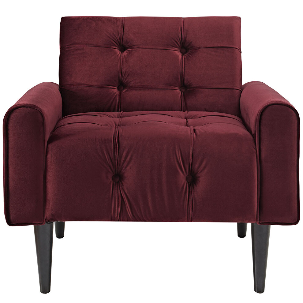 Performance velvet chair in maroon by Modway additional picture 5