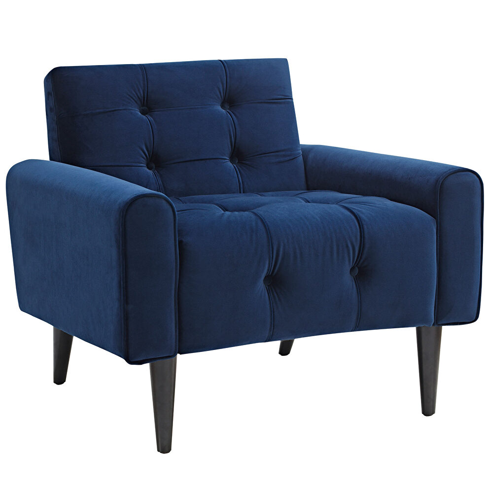Performance velvet chair in navy by Modway additional picture 2