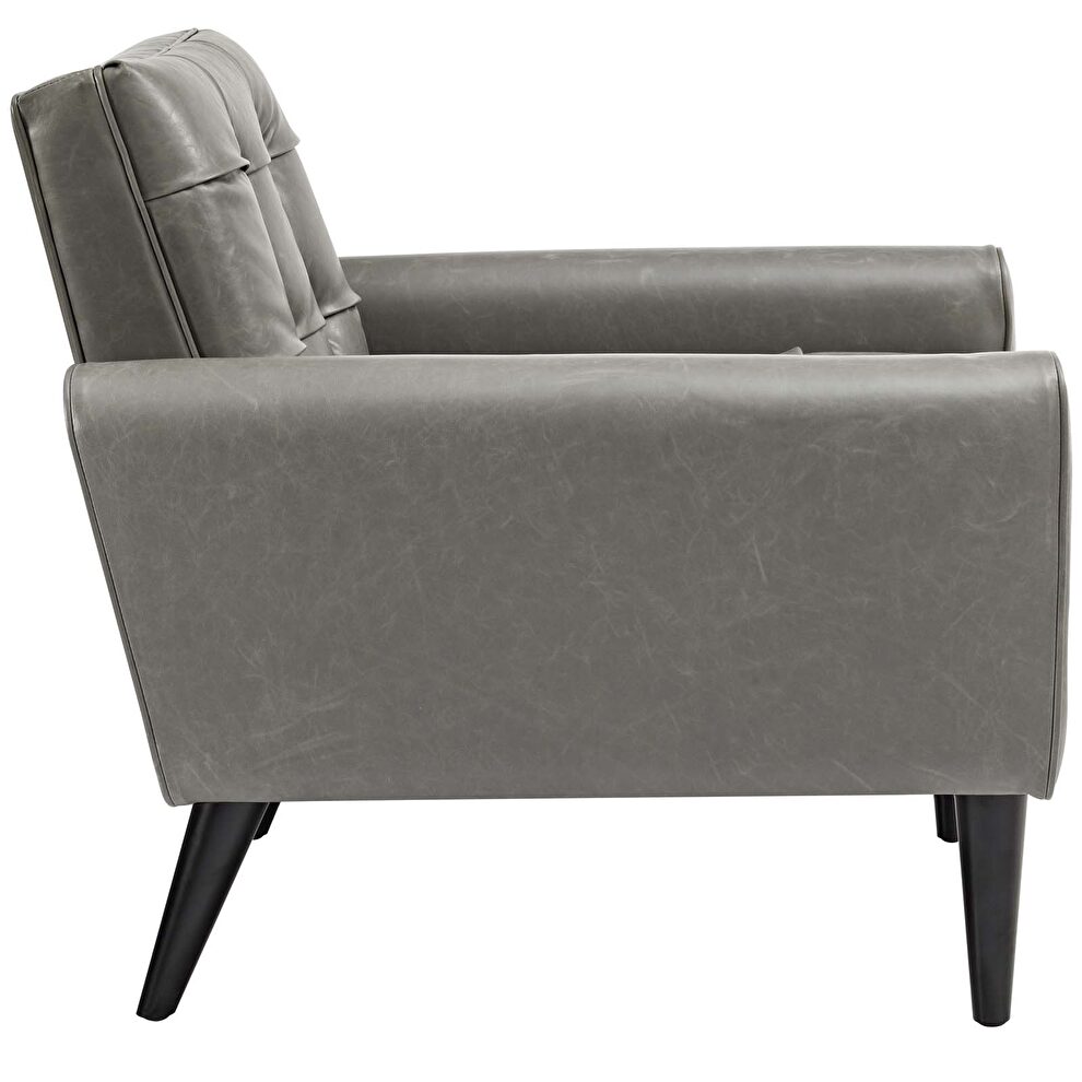 Upholstered vinyl accent chair in gray by Modway additional picture 3