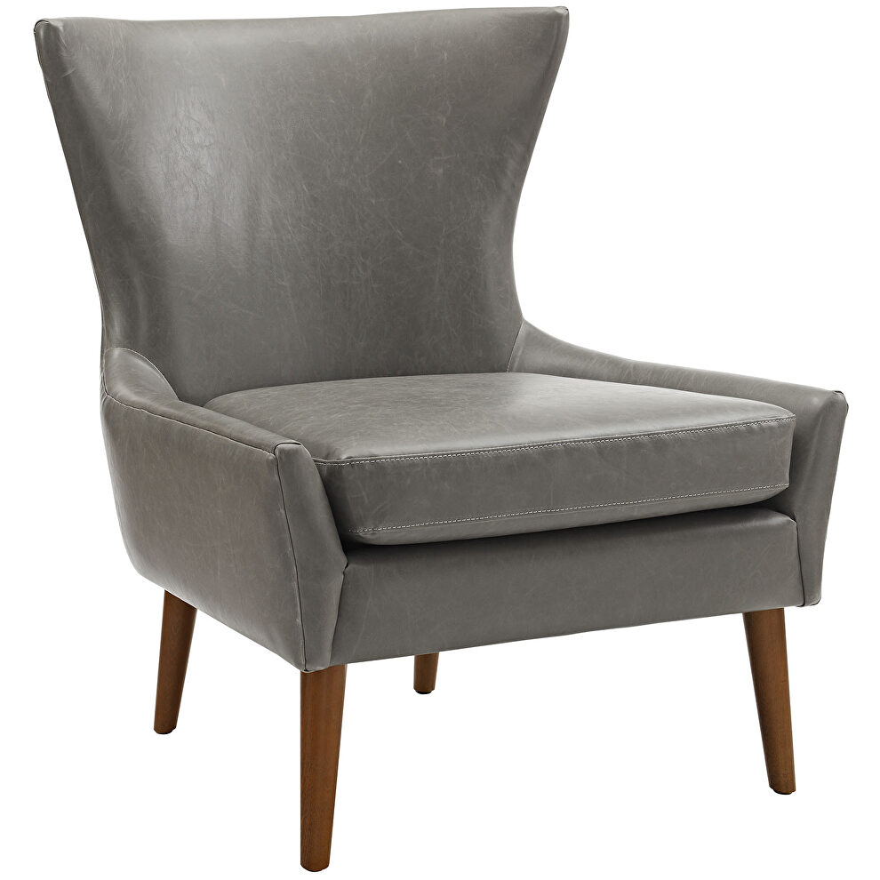 Upholstered vinyl armchair in gray by Modway additional picture 4
