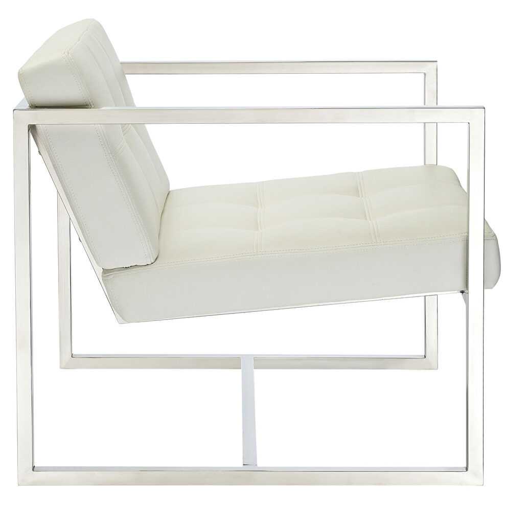 Upholstered vinyl lounge chair in white by Modway additional picture 3