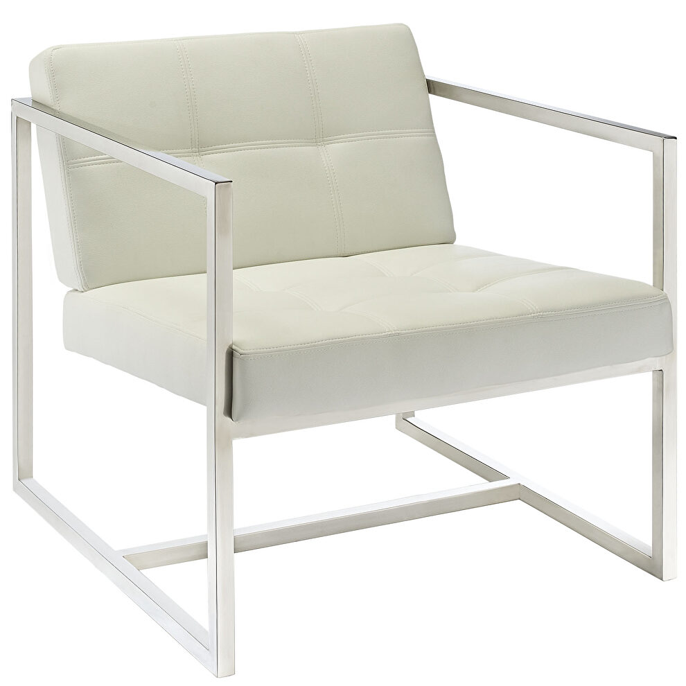 Upholstered vinyl lounge chair in white by Modway additional picture 4