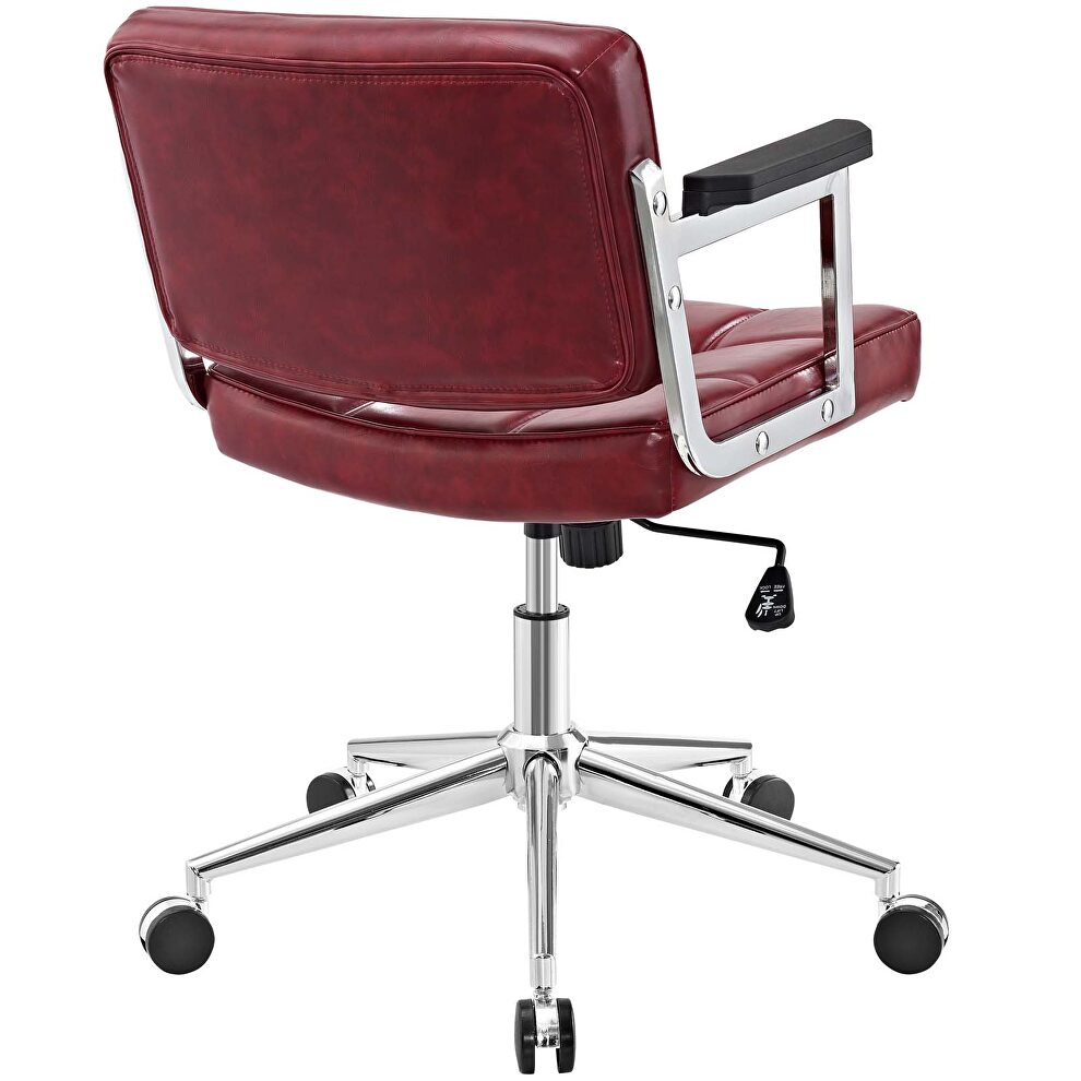 Mid back upholstered vinyl office chair in red by Modway additional picture 2