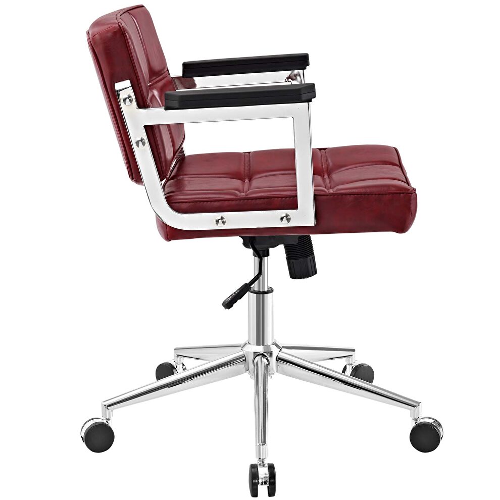 Mid back upholstered vinyl office chair in red by Modway additional picture 3