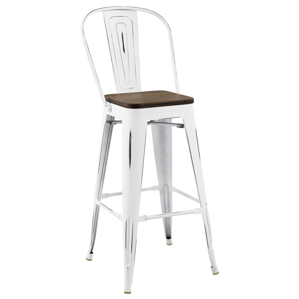 Metal bar stool in white by Modway additional picture 2