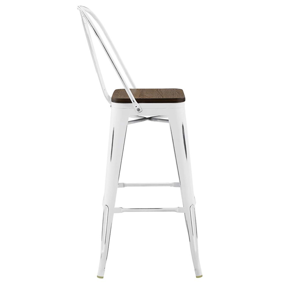 Metal bar stool in white by Modway additional picture 3