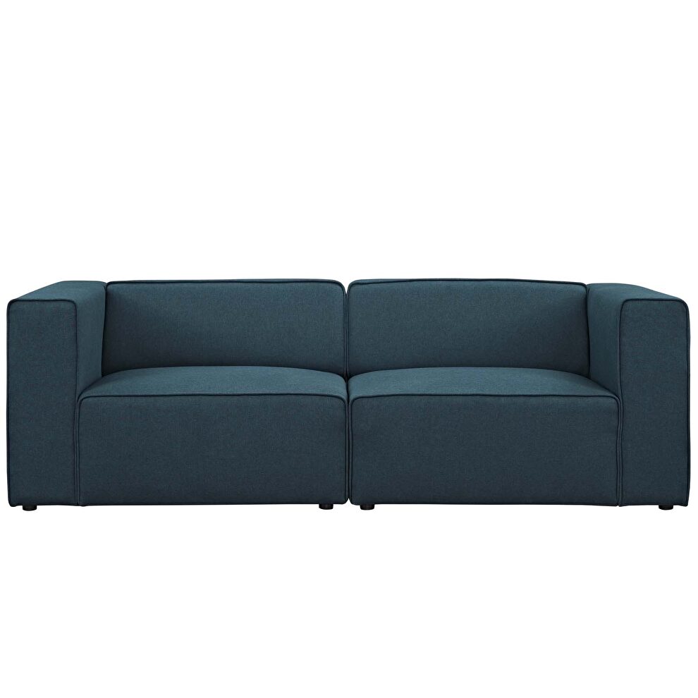 Upholstered blue fabric 2pcs sectional sofa by Modway additional picture 4