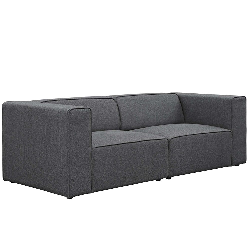 Upholstered gray fabric 2pcs sectional sofa by Modway additional picture 2