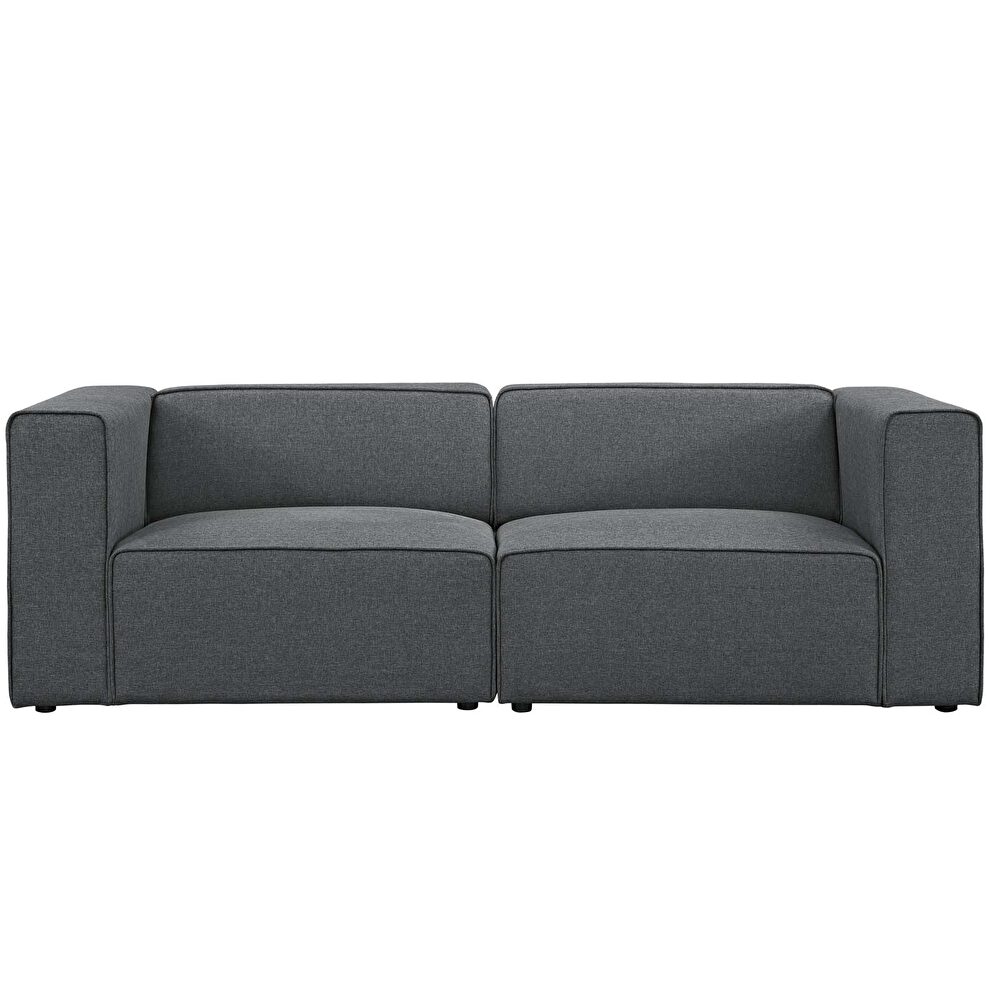 Upholstered gray fabric 2pcs sectional sofa by Modway additional picture 4