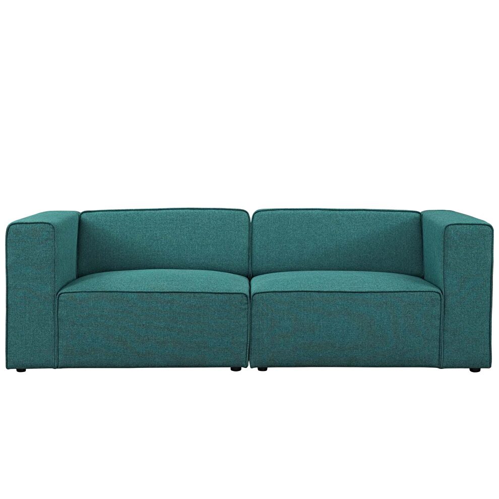 Upholstered teal fabric 2pcs sectional sofa by Modway additional picture 4