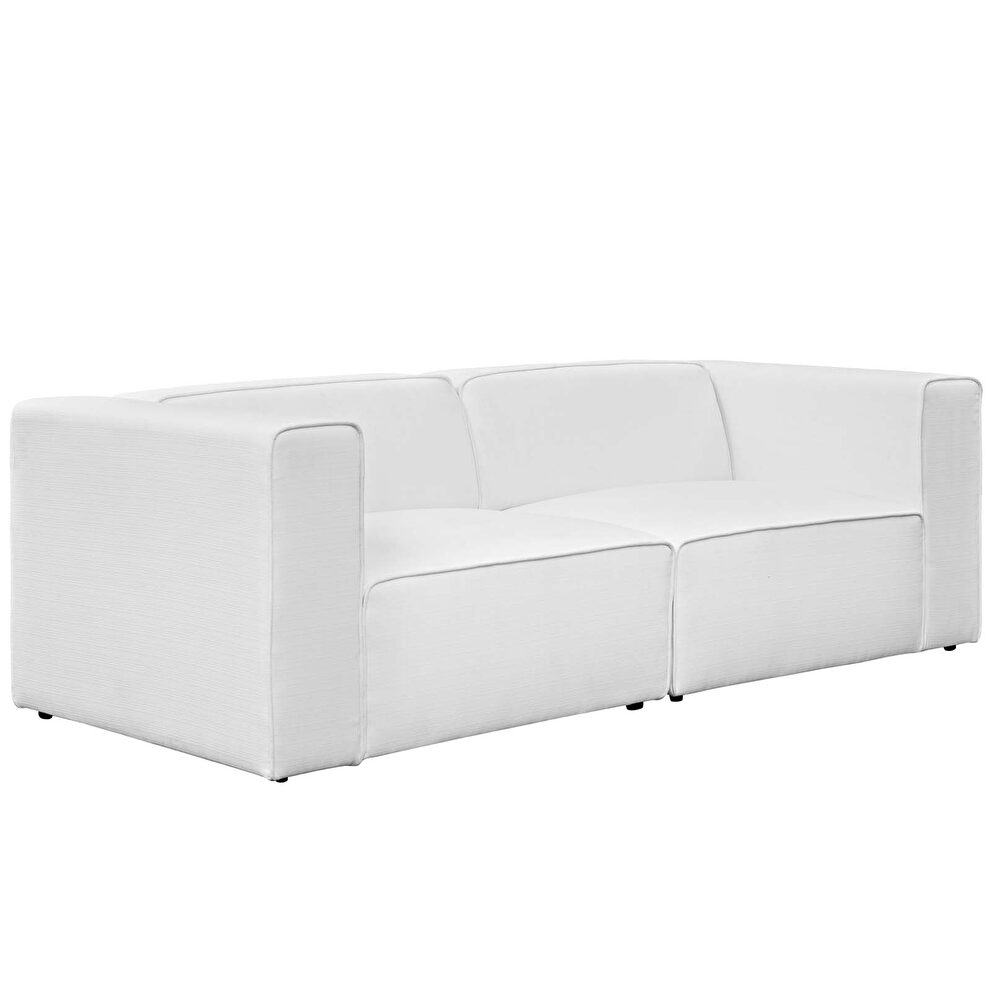 Upholstered white fabric 2pcs sectional sofa by Modway additional picture 2