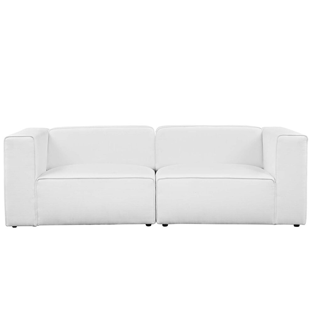 Upholstered white fabric 2pcs sectional sofa by Modway additional picture 4
