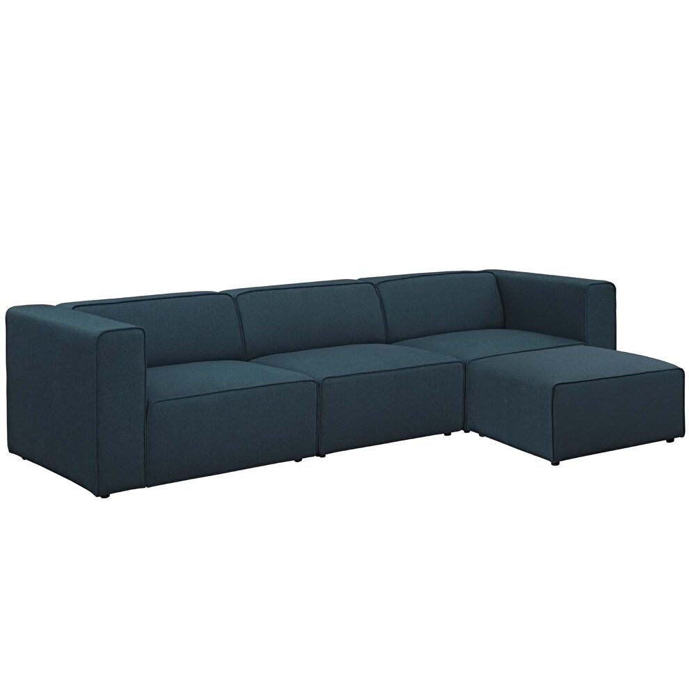 Upholstered blue fabric 4pcs sectional sofa by Modway additional picture 2