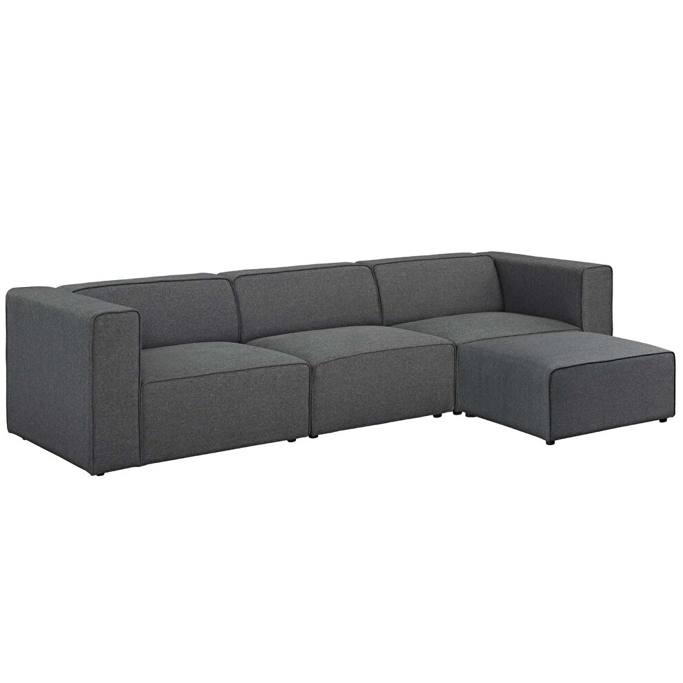 Upholstered gray fabric 4pcs sectional sofa by Modway additional picture 2