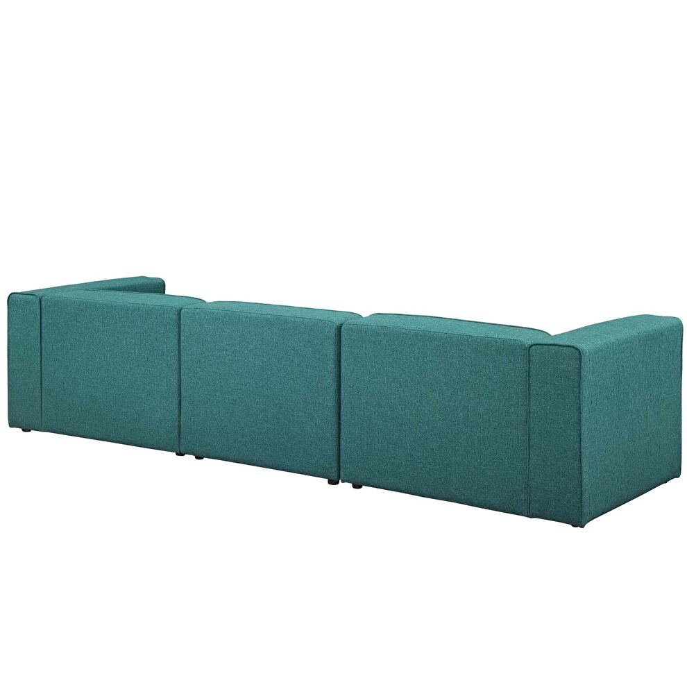 Upholstered teal fabric 4pcs sectional sofa by Modway additional picture 3