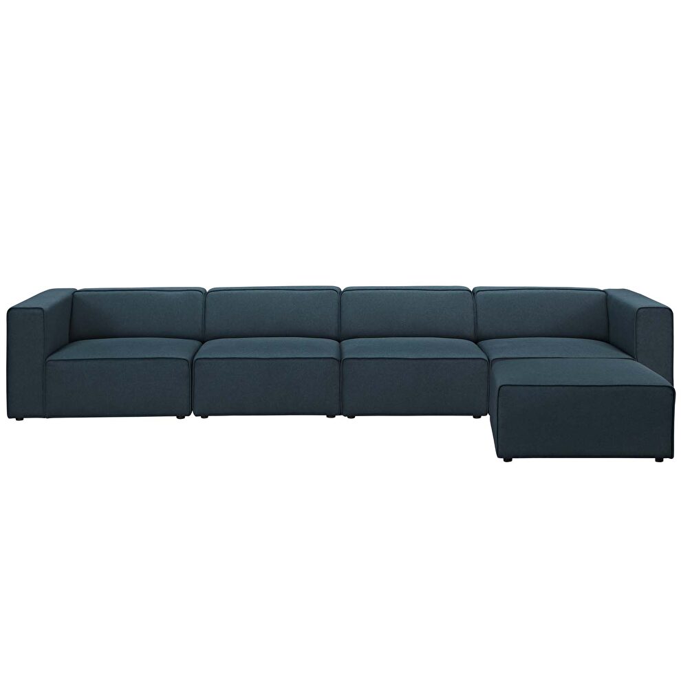 Upholstered blue fabric 5pcs sectional sofa by Modway additional picture 5