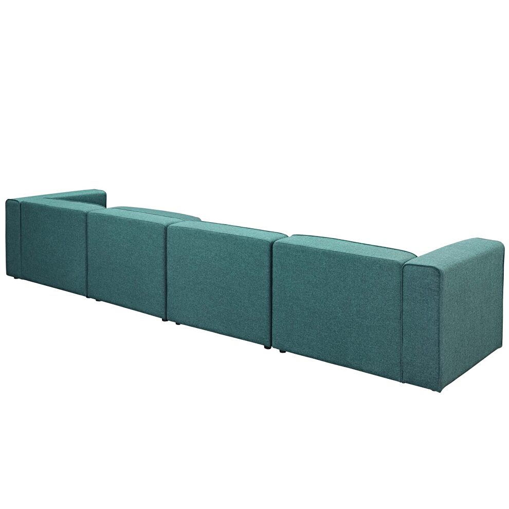 Upholstered teal fabric 5pcs sectional sofa by Modway additional picture 3