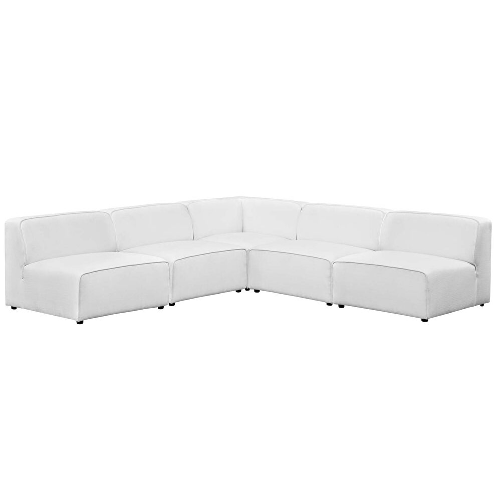 Upholstered white fabric 5pcs armless sectional sofa by Modway additional picture 2