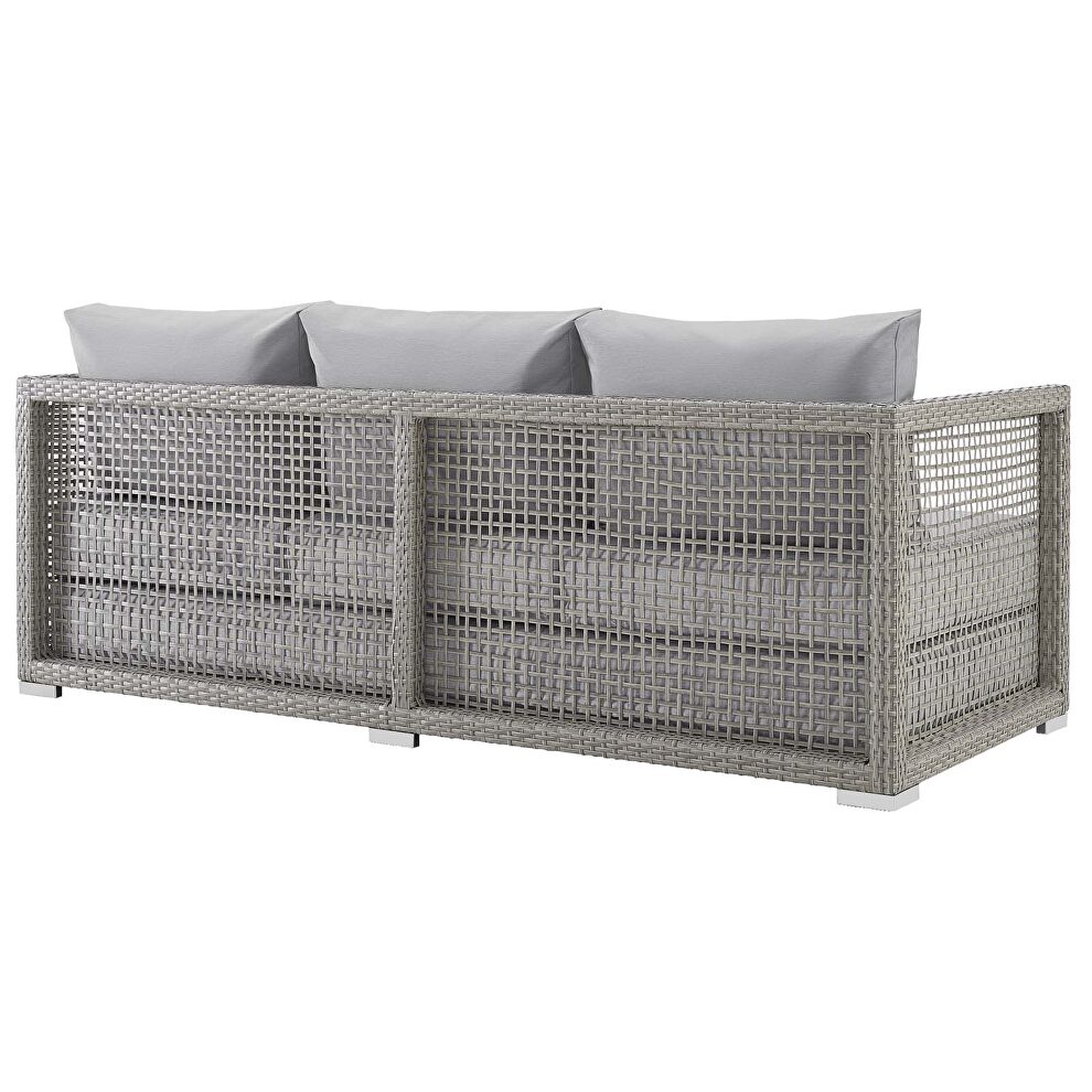 Outdoor patio wicker rattan sofa in gray by Modway additional picture 8