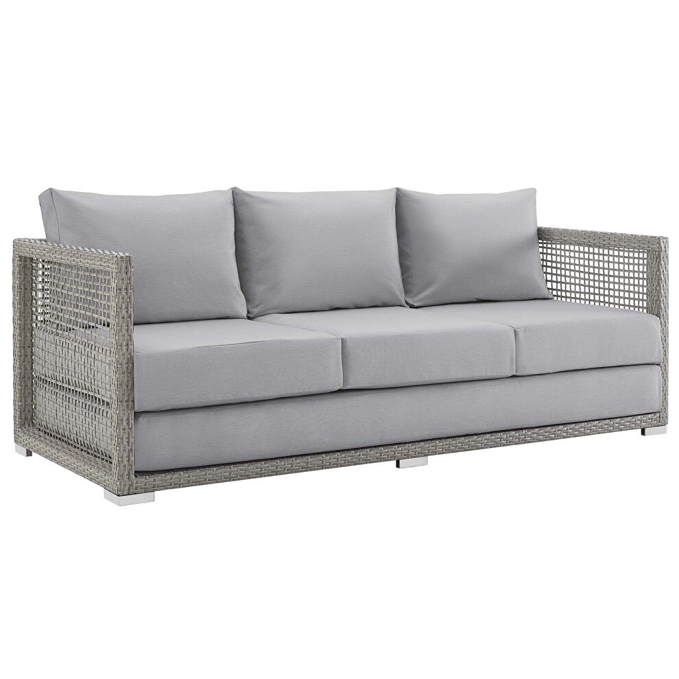 Outdoor patio wicker rattan sofa in gray by Modway additional picture 9