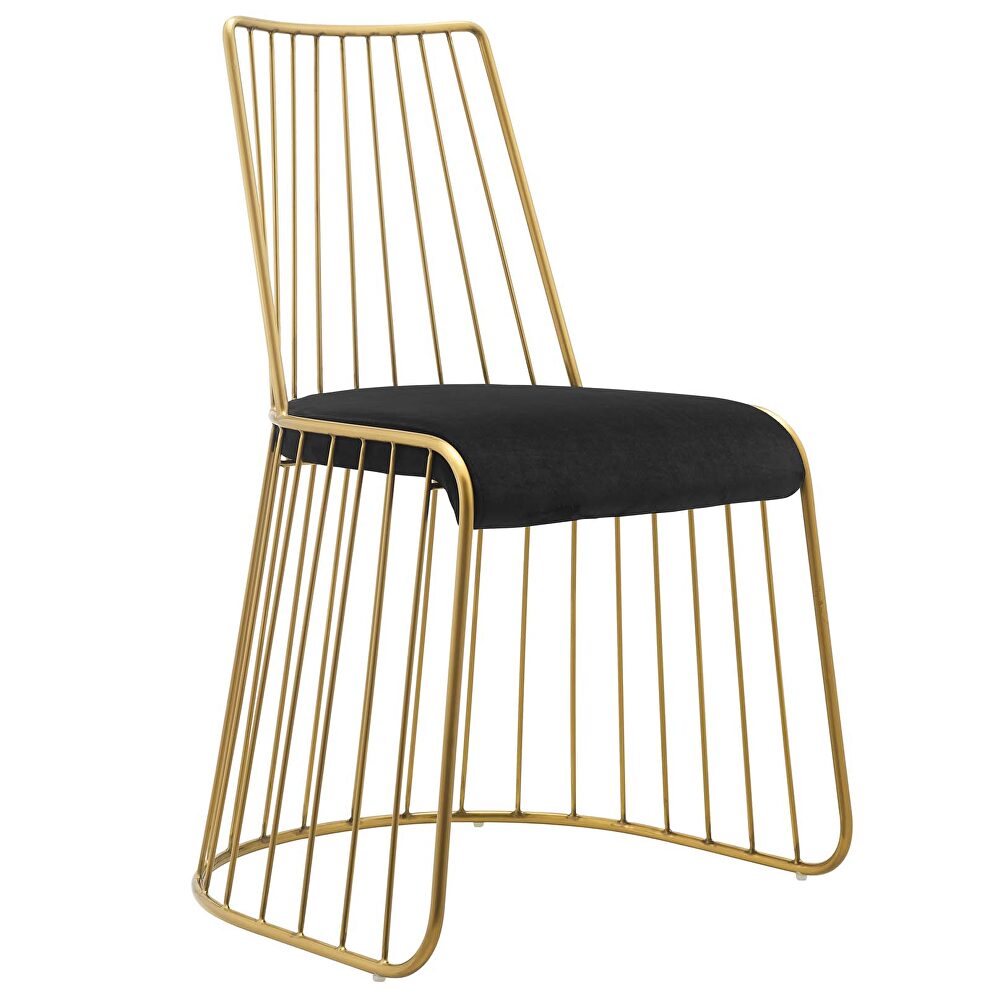 Gold stainless steel performance velvet dining chair in gold black by Modway additional picture 4