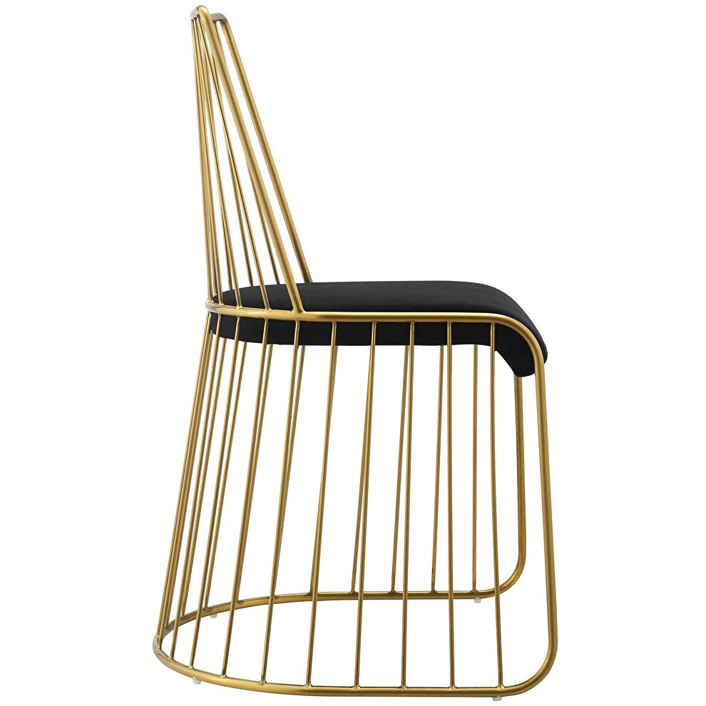 Gold stainless steel performance velvet dining chair in gold black by Modway additional picture 5