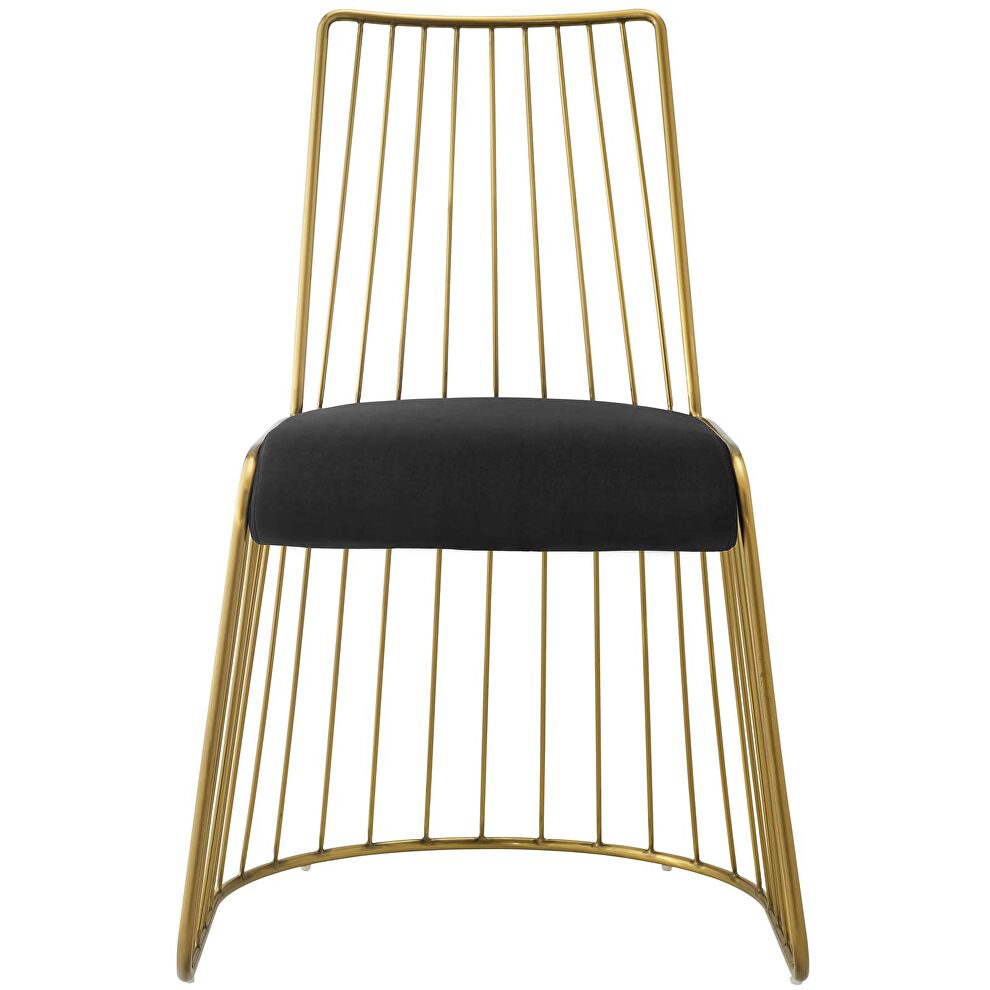 Gold stainless steel performance velvet dining chair in gold black by Modway additional picture 6