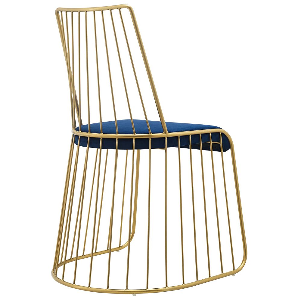 Gold stainless steel performance velvet dining chair in gold navy by Modway additional picture 3