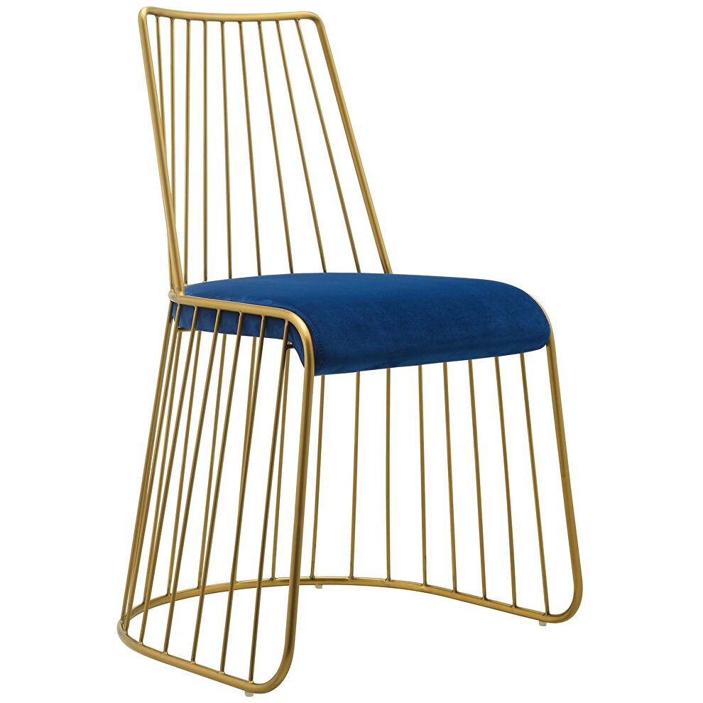Gold stainless steel performance velvet dining chair in gold navy by Modway additional picture 4
