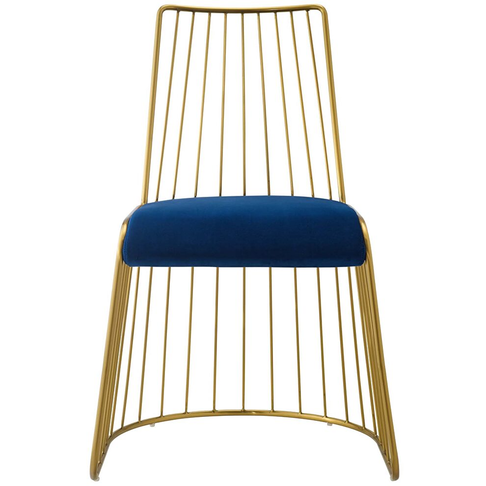 Gold stainless steel performance velvet dining chair in gold navy by Modway additional picture 6