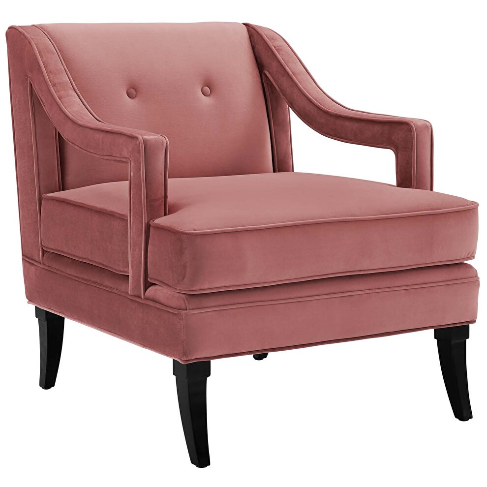 Button tufted performance velvet chair in dusty rose by Modway additional picture 2