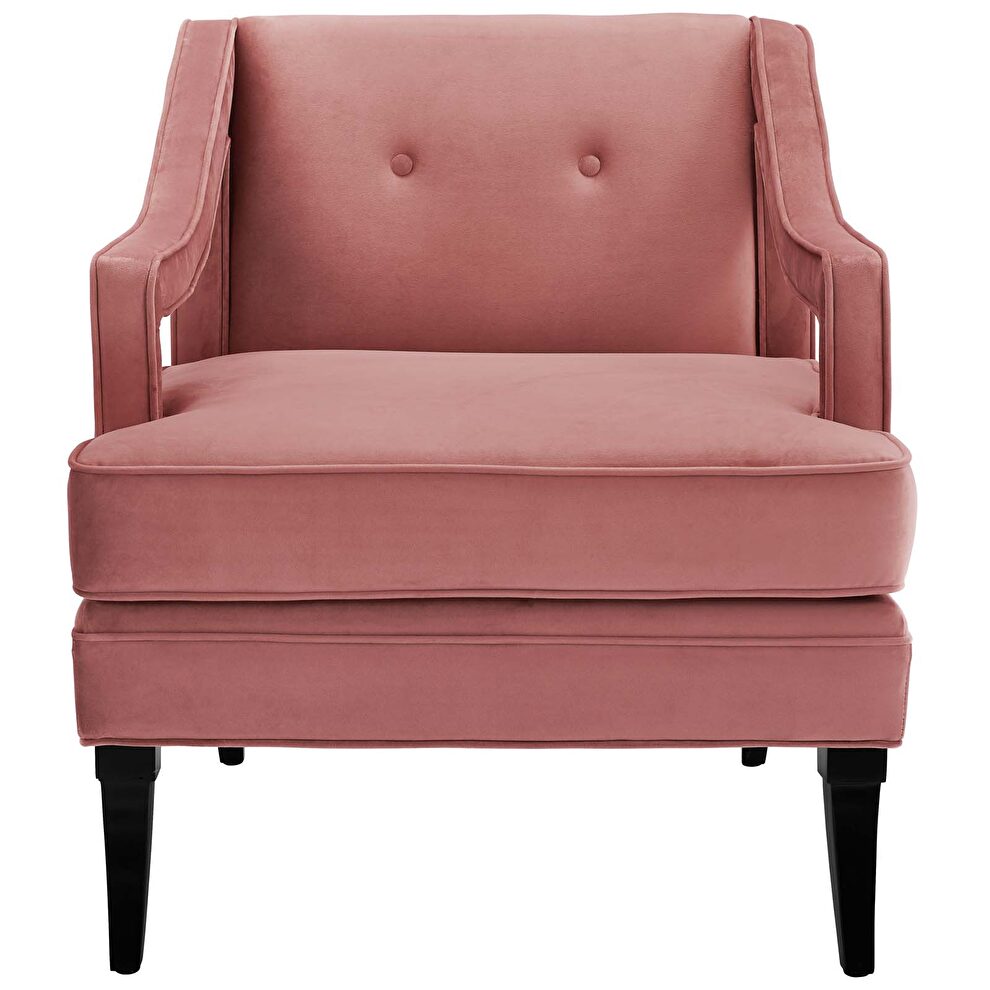 Button tufted performance velvet chair in dusty rose by Modway additional picture 4