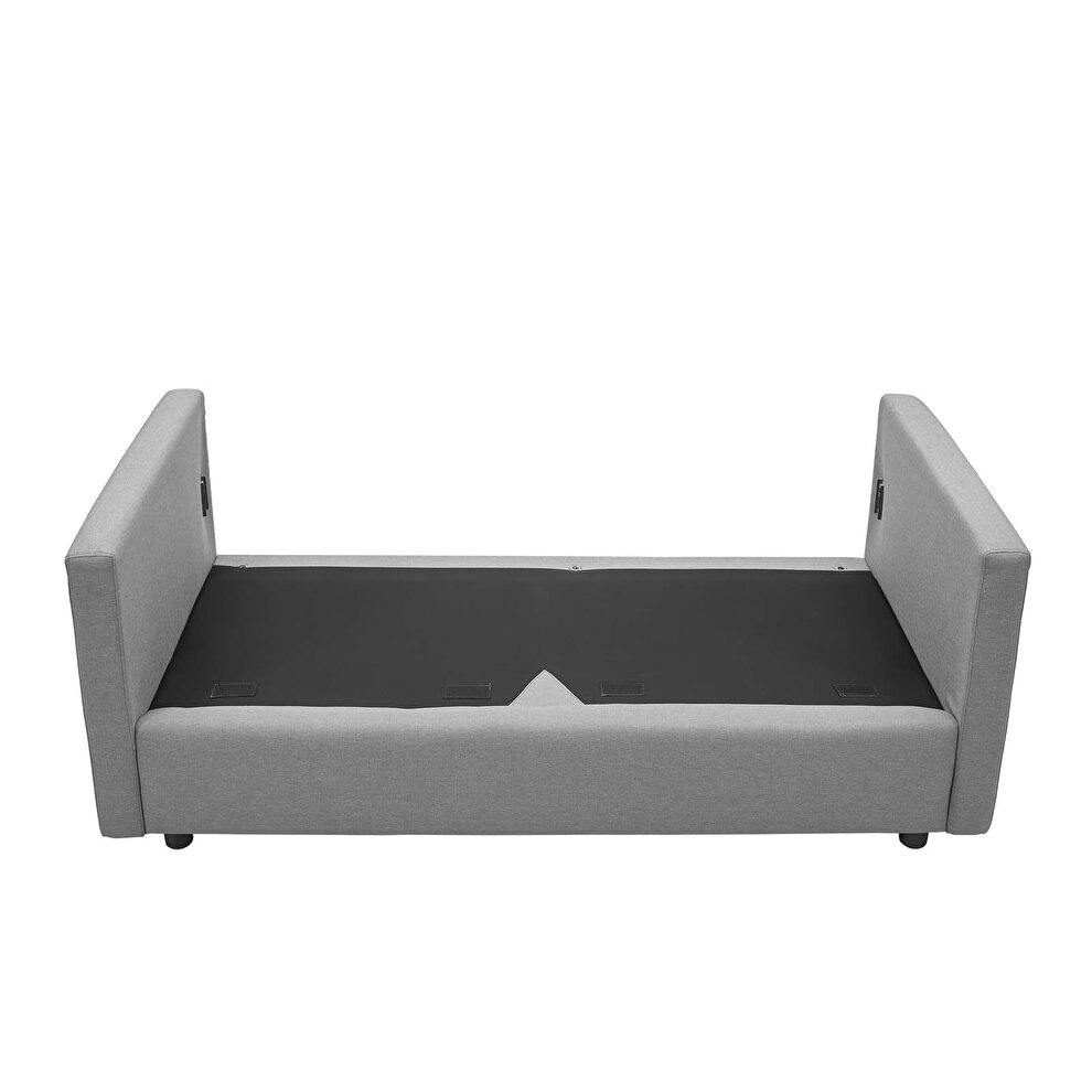 Upholstered fabric sofa in light gray by Modway additional picture 6