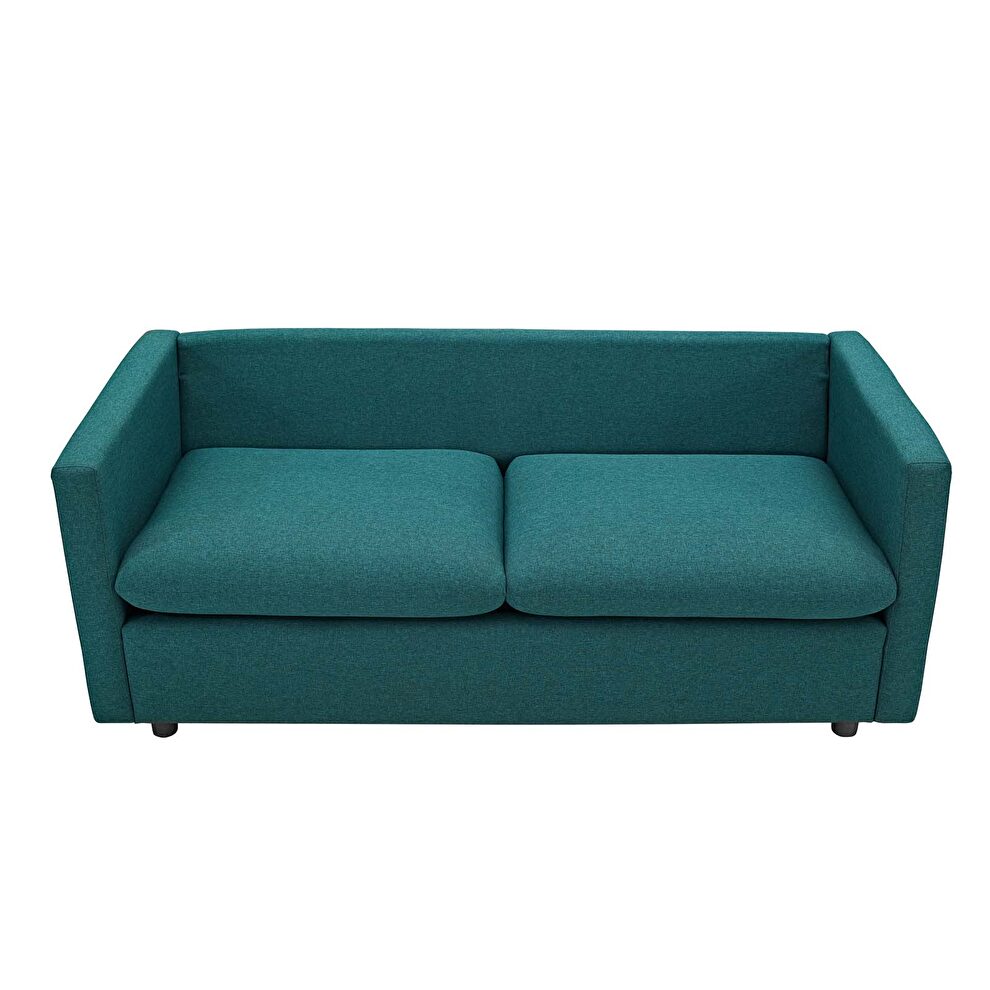 Upholstered fabric sofa in teal by Modway additional picture 8
