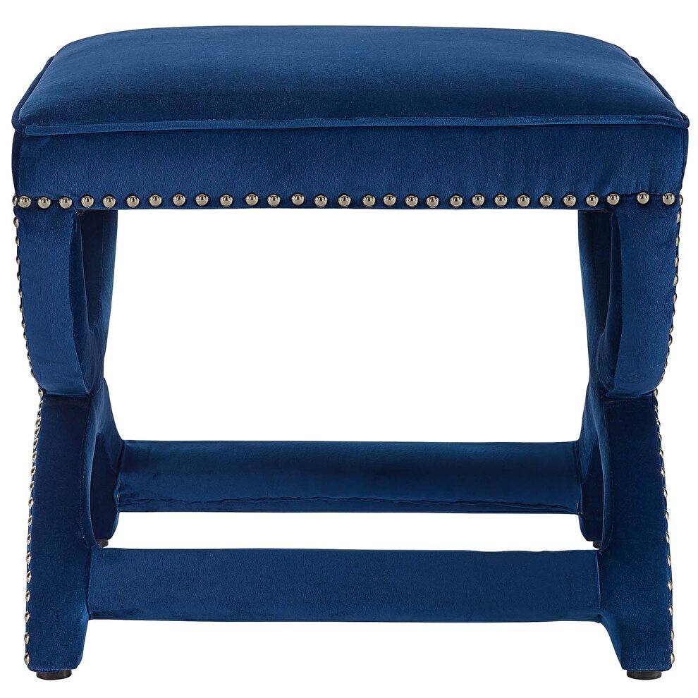 Upholstered nailhead trim performance velvet ottoman in navy by Modway additional picture 3