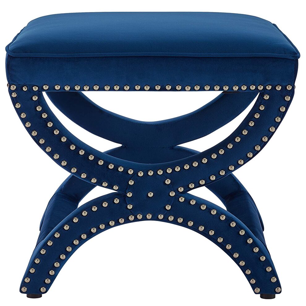 Upholstered nailhead trim performance velvet ottoman in navy by Modway additional picture 4