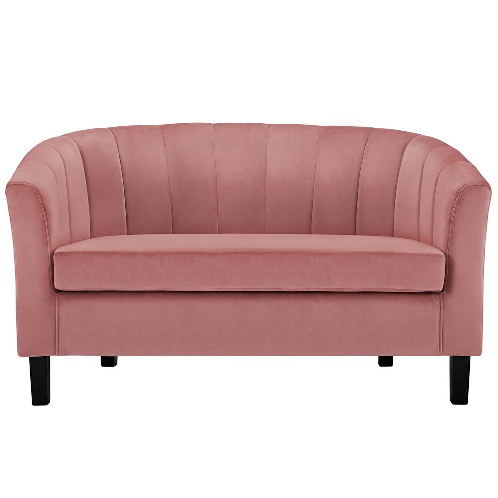 Channel tufted performance velvet loveseat in dusty rose by Modway additional picture 3