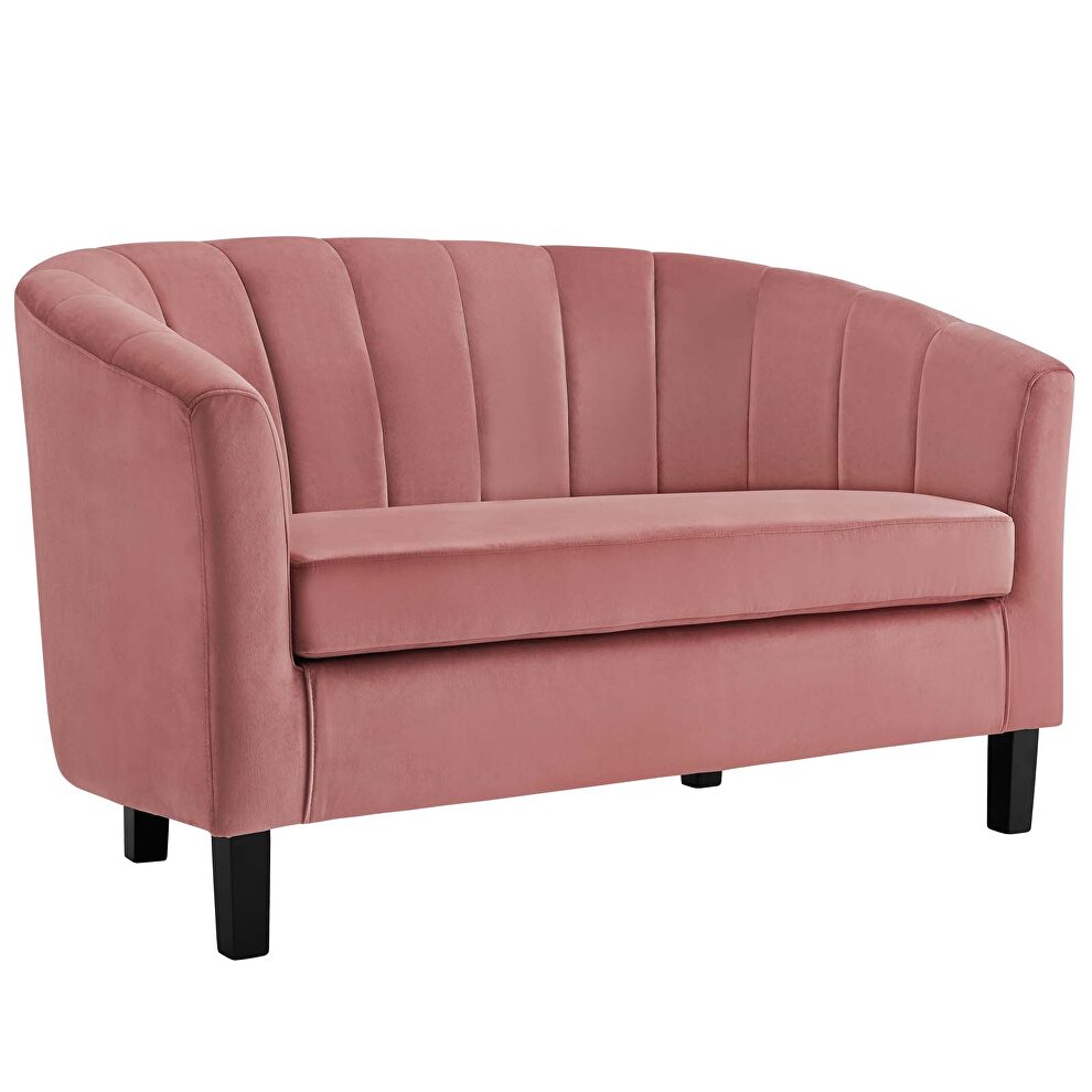 Channel tufted performance velvet loveseat in dusty rose by Modway additional picture 4