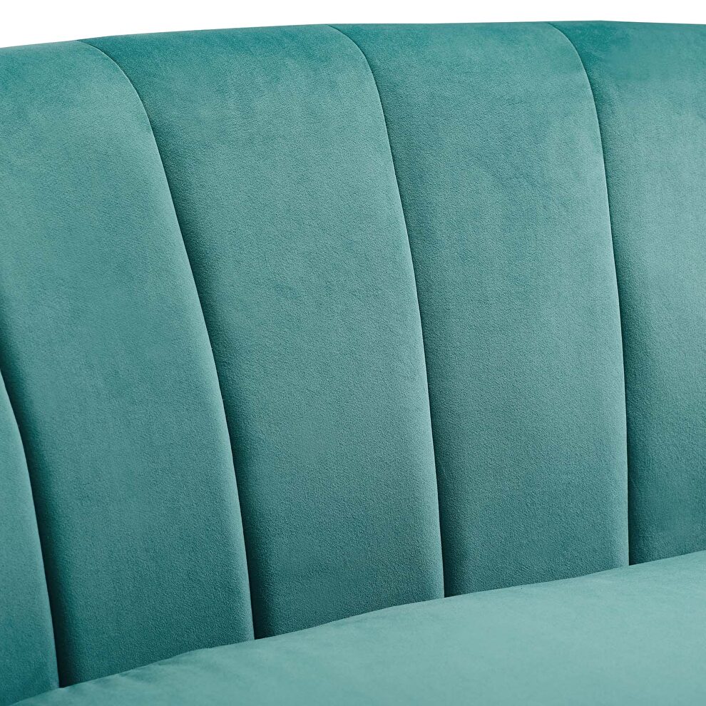 Channel tufted performance velvet armchair in teal by Modway additional picture 3